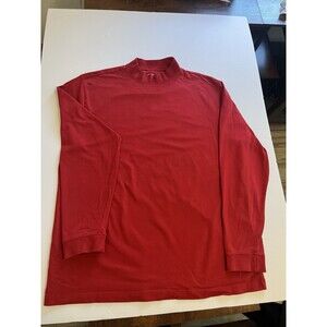 Non-Fiction Red Men's Mock Neck T-Shirt Long Sleeve 100% Cotton Knit Solid